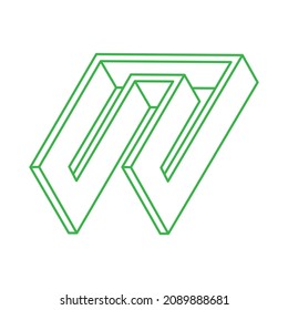 Impossible shapes. Sacred geometry figure. Optical illusion. Abstract eternal geometric object. Impossible endless outline. Line art. Optical art. Impossible geometry shape on a white background. Logo