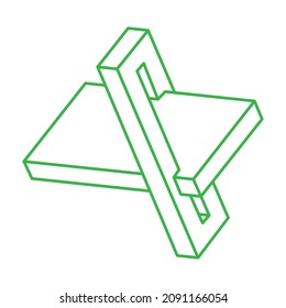 Impossible shapes. Sacred geometry figure. Optical illusion. Abstract eternal geometric objects. Impossible endless outline logo. Impossible geometry object on a white background. Optical art.