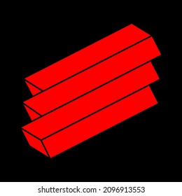 Impossible shapes. Sacred geometry figure. Optical illusion. Abstract eternal geometric objects. Impossible endless outline. Optical art. Impossible geometry shape on a black background. Escher style.