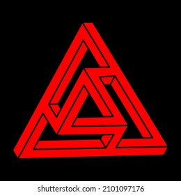 Impossible shapes. Sacred geometry figure. Optical illusion. Abstract eternal geometric object. Impossible endless outline. Optical art. Impossible geometry shape on a black background. Escher style.