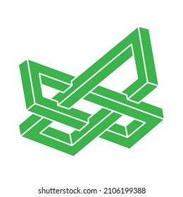Formas imposibles. Figura sagrada de la geometría. Ilusión óptica. Resumen de objeto geométrico eterno. Imposible logotipo de contorno interminable. Arte de línea. Arte óptico. Forma geométrica imposible sobre un fondo blanco.