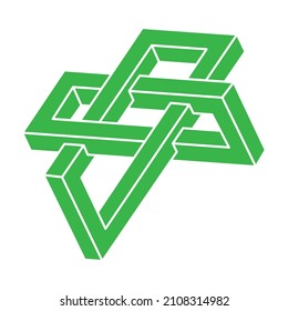 Impossible shapes. Sacred geometry figure. Optical illusion logo. Abstract eternal geometric objects. Impossible endless outline. Optical art. Impossible geometry shape on a white background.