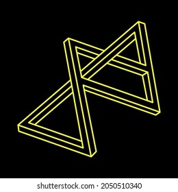 Impossible shapes. Sacred geometry figures. Optical illusion. Abstract eternal geometric objects. Impossible endless outline. Optical art. Line art.