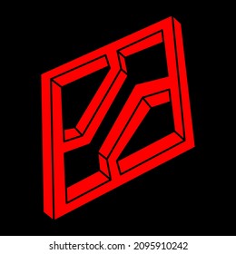 Impossible shapes. Sacred geometry figures. Optical illusion. Abstract eternal geometric object. Impossible endless outline. Line art. Optical art. Impossible geometry shape on a black background.