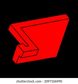 Impossible shapes. Sacred geometry figures. Optical illusion. Abstract eternal geometric objects. Impossible endless outline. Logo. Impossible geometry object on a black background. Optical art.
