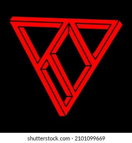 Impossible shapes. Sacred geometry figures. Optical illusion. Abstract eternal geometric objects. Impossible endless outline. Line art. Optical art. Impossible geometry shape on a black background.