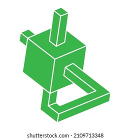 Impossible shapes. Sacred geometry figures. Optical illusion. Abstract eternal geometric object. Impossible endless outline. Optical art. Impossible geometry shape on a white background. Escher style.