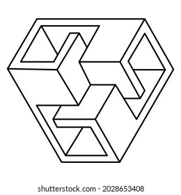 Impossible shapes. Sacred geometry hexagon. Web design elements. Optical illusion objects. Line design. Geometric figures. Optical art.