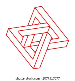 Impossible shapes. Sacred geometry. Logo. Optical illusion figure. Abstract eternal geometric objects.  Optical art. Impossible geometry shape on a white background. Line art.