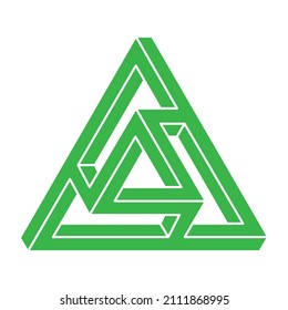 Impossible shapes. Sacred geometry logo. Optical illusion figure. Abstract eternal geometric objects. Impossible endless outline triangle. Optical art. Impossible geometry shape on a white background.