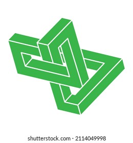 Impossible shapes. Sacred geometry logo. Optical illusion. Abstract eternal geometric objects. Optical art. Impossible geometry symbol on a white background. Line art. Escher style.