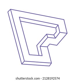 Impossible shapes. Sacred geometry. Logo. Optical illusion figures. Abstract eternal geometric objects. Impossible endless outline shapes. Optical art. Impossible geometry shape on a white background.