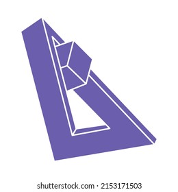Impossible shapes. Sacred geometry logo. Optical illusion triangle. Abstract eternal geometric objects. Optical art. Impossible geometry symbol on a white background. Line art. Escher style.
