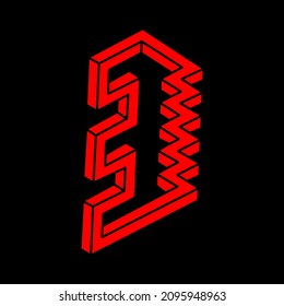 Impossible shapes. Sacred geometry. Modern logo.Optical illusion figure. Abstract eternal geometric objects. Impossible endless outline shapes. Op art. Impossible geometry shape on a black background.