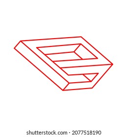 Impossible shapes. Sacred geometry. Optical illusion figure. Logo. Abstract eternal geometric object. Optical art. Impossible geometry symbol on a white background. Line art.