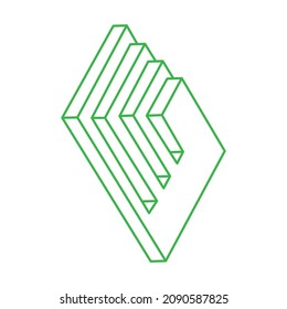 Impossible shapes. Sacred geometry. Optical illusion figures. Abstract eternal geometric objects. Impossible endless outline shape. Logo. Optical art. Impossible geometry shape on a white background.