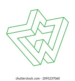 Formas imposibles. Geometría sagrada. Logo de la ilusión óptica. Resumen de objeto geométrico eterno. Arte óptico. Imposible símbolo de geometría sobre fondo blanco. Arte de línea. Estilo de Escher.