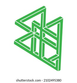 Impossible shapes. Sacred geometry. Optical illusion figures. Abstract eternal geometric objects. Impossible endless outline shapes. Op art. Impossible geometry shape on a white background. Line art.