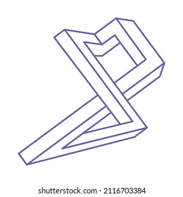 Impossible shapes. Sacred geometry. Optical illusion. Abstract eternal geometric object. Optical art. Impossible geometry symbol on a white background. Line art. Escher style.