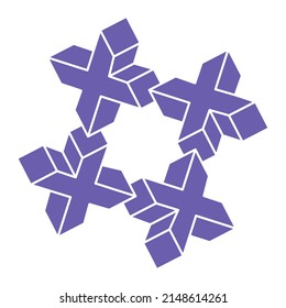 Impossible shapes. Sacred geometry. Optical illusion figure. Abstract eternal geometric objects. Impossible endless outline shapes. Op art. Impossible geometry shape on a white background. Line art.