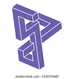 Impossible shapes. Sacred geometry. Optical illusion. Abstract eternal geometric object. Optical art. Impossible geometry symbol on a white background. Line art. Escher style.
