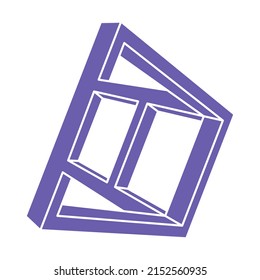 Impossible shapes. Sacred geometry. Optical illusion figure. Abstract eternal geometric objects. Impossible endless outline shapes. Op art. Impossible geometry shape on a white background. Line art.