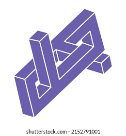 Impossible shapes. Sacred geometry. Optical illusion. Abstract eternal geometric objects. Optical art. Impossible geometry symbol on a white background. Line art. Escher style.