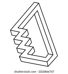 Impossible shapes. Web design element. Optical Illusion object. Line design. Unreal geometric figure.