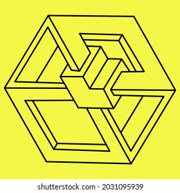 Impossible shapes. Web design element. Optical Illusion objects. Line design. Optical art. Sacred geometry figures.
