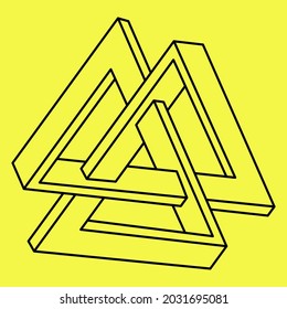 Impossible shapes. Web design element. Optical Illusion objects. Line design. Unreal geometric figures.