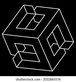 Impossible shapes. Web design element. Optical illusion object. Line design. Unreal geometric figures. Sacred geometry.