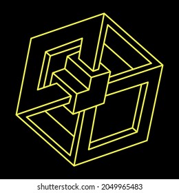 Impossible shapes. Web design element. Optical illusion objects. Line design. Geometric figures.