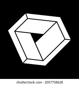 Impossible shapes. Web design element. Optical illusion object. Geometric figure. Escher style.