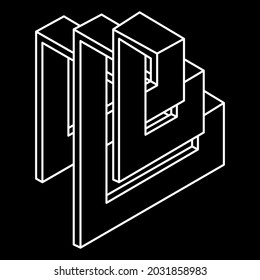 Impossible shapes. Web design elements. Optical illusion objects. Line design. Geometric figures.