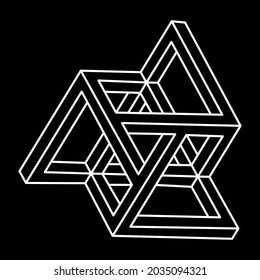 Impossible shapes. Web design elements. Optical illusion objects. Line design. Geometric figures. Optical art.