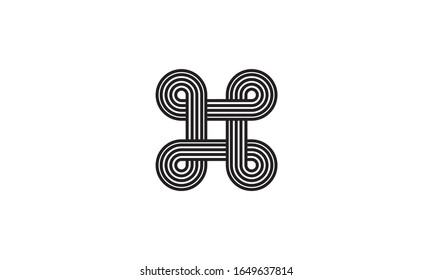 Impossible signs set outline. Linear infinite shapes. Impossible geometric figures. Optical illusion. Vector illustration.