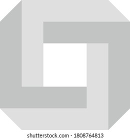 Impossible square icon. Geometric 3D object optical illusion. Vector illustration