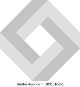 Unmögliches quadratisches Symbol. optische Täuschung des geometrischen 3D-Objekts Vektorgrafik