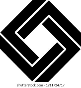 Impossible square icon. Geometric 3D object optical illusion. Vector illustration