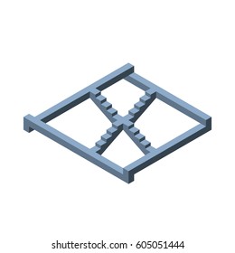 Impossible staircase. Isolated on white background. 3d Vector illustration.Isometric view.