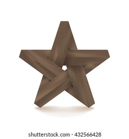 Impossible star. Imitation wood. Vector Illustration