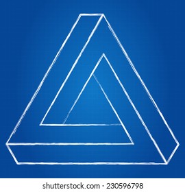Impossible Triangle Optical Illusion Blueprint