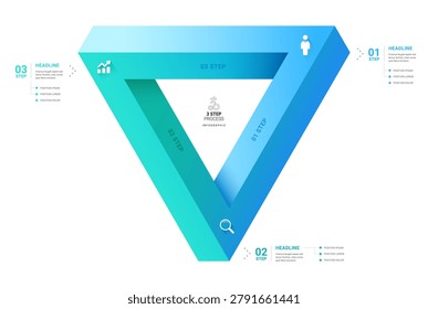 Impossible Triangle Process Infographic Template Background with 3 Connected Steps
