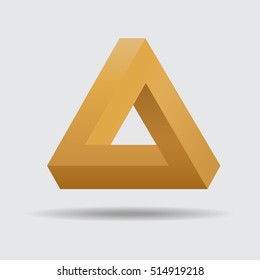 Impossible triangle shape. Optical Illusion. Vector Illustration isolated