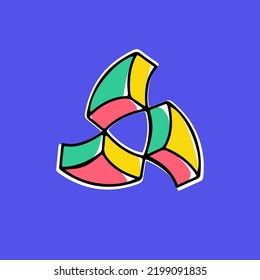 Impossible Triangle Vector Shape. Optical Illusion Sign. Modern Handwritten 3d Logo With Paint Shift. Vector Isometric Icon For Childish Label, Toy Company, Colorful Posters.