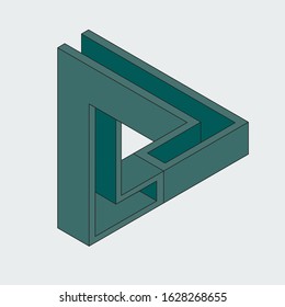 Impossible triangular figure. Optical illusion.
