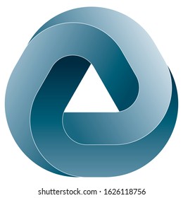 Impossible triangular icon. Vector optical illusion shape on white background.