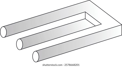 The Impossible trident (Blivet) is a geometric optical illusion and an impossible object, a vision of another dimension