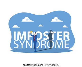 imposter syndrome, business holding on carnival masks with happy or sad expressions.