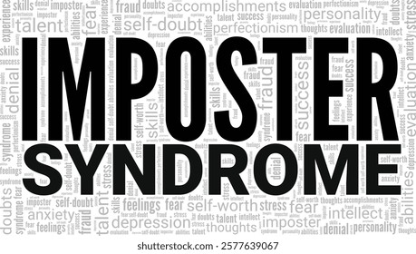 Imposter Syndrome word cloud conceptual design isolated on white background.